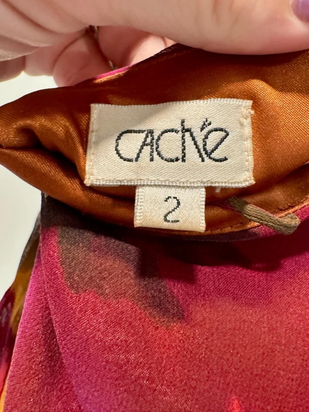 Cache Floral Midi Dress in Magenta, Brown and Orange - Picture 3 of 5